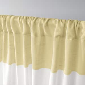 Darma Yellow Stripe Sheer Rod Pocket Curtain, 50 in. W x 84 in. L (Set of 2)
