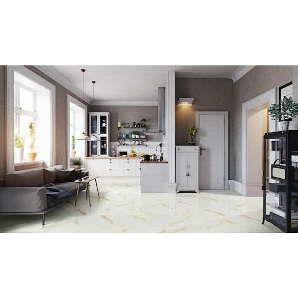 Yosemite White 16 in. x 32 in. Polished Porcelain Floor and Wall Tile (27 cases/383.4 sq. ft. /Pallet)