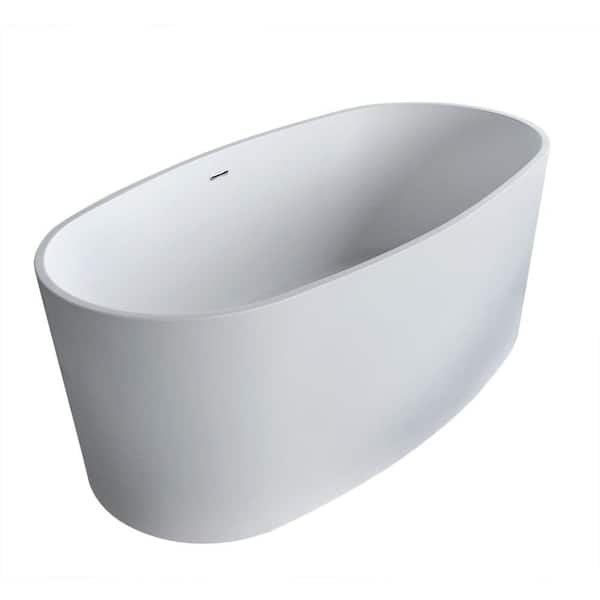 Anzzi Bellentin 5.1 Ft. Stone Resin Flatbottom Freestanding Bathtub In 