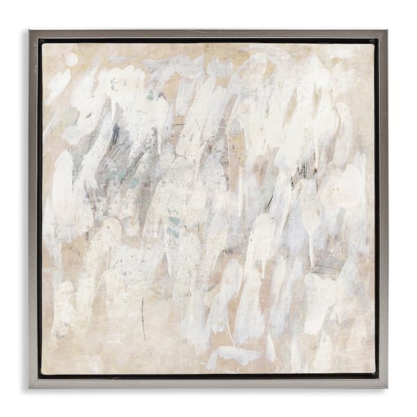 Stupell Industries Muted Neutral Dapples by Suzanne Nicoll Gray Floater Frame Abstract Graphic Art Print 18 in. x 18 in.