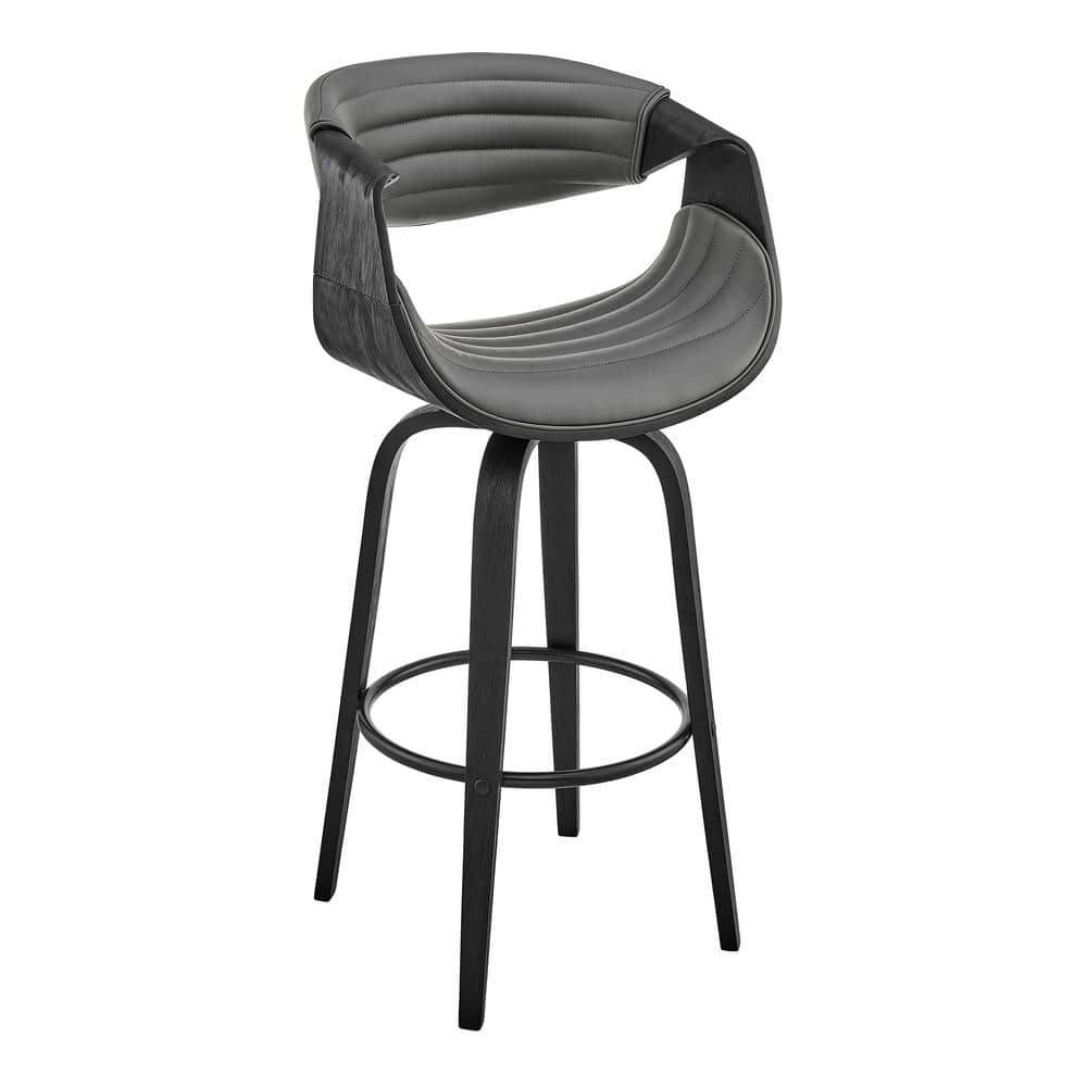 Armen Living Arya 30 in. Bar Height High Back Swivel Bar Stool in Grey