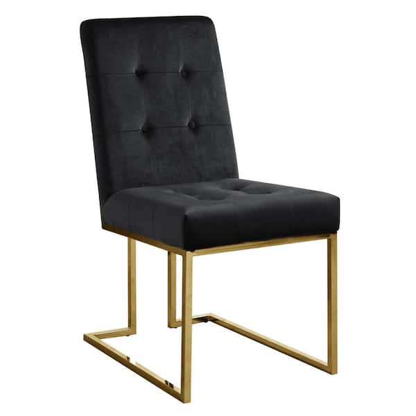 Best Master Furniture Barbosa Black/Gold Velvet Side Chairs (Set of 2)