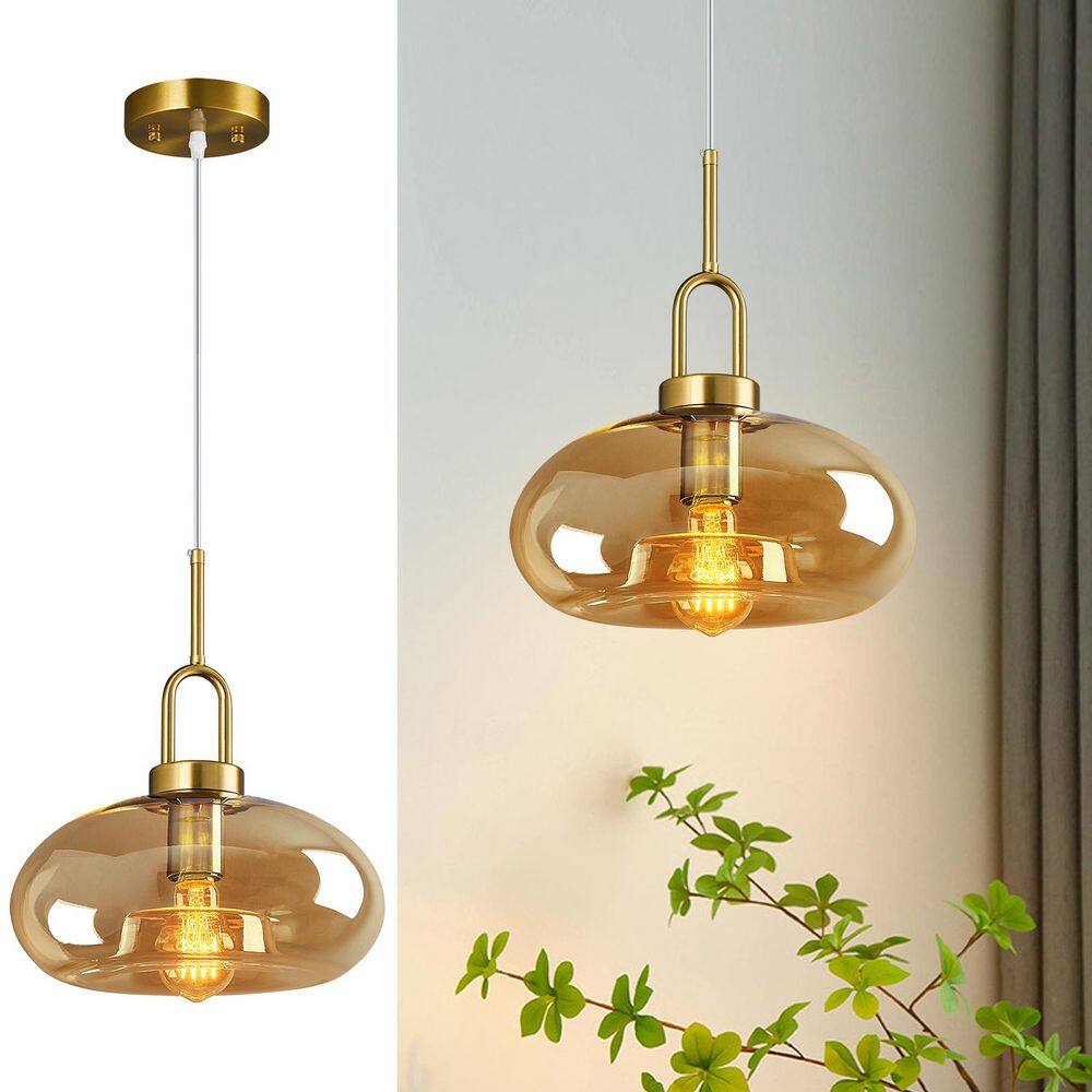 Home Lighting ‎60-Watt 1 Light 11.02 in. Cognac Glass Globe Pendant Light for Kitchen Island, No Bulbs Included, 1-Pack price history on PriceWatchPro