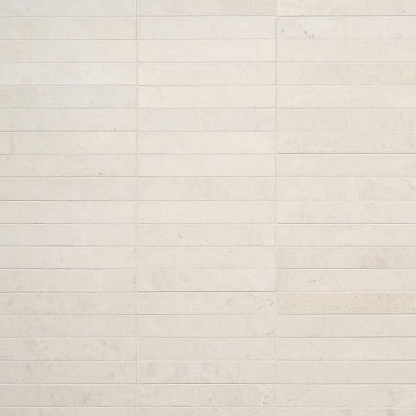 Vanilla Warm White 1 in. x 6 in. Stacked Honed Marble Mosaic Floor and Wall Tile (1 Sq. Ft. / Each)