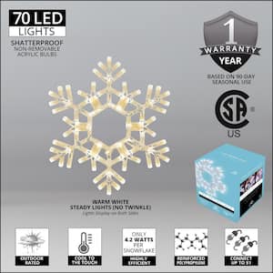 20 in. 70-Light LED Warm White Folding Snowflake Decoration