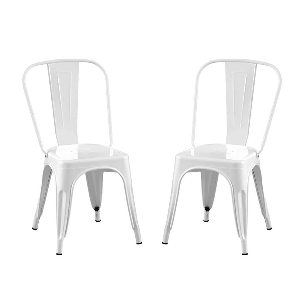 High Gloss White Metal Outdoor Dining Chair in White Set of 2 price history on PriceWatchPro