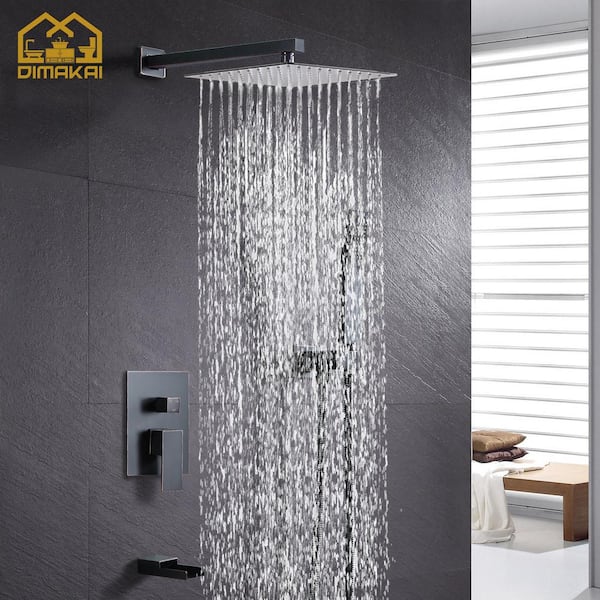 Single-Handle 3-Spray 10 in. Shower Head Tub and Shower Faucet Hand Shower Combo in Oil Rubbed Bronze (Valve Included)