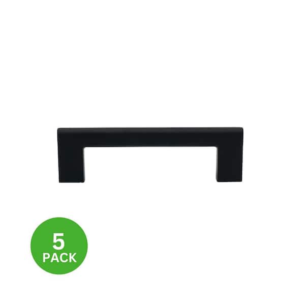 5-Pack Vail 4 in. (102 mm) Center-to-Center Modern Matte Black Bar Drawer Pull