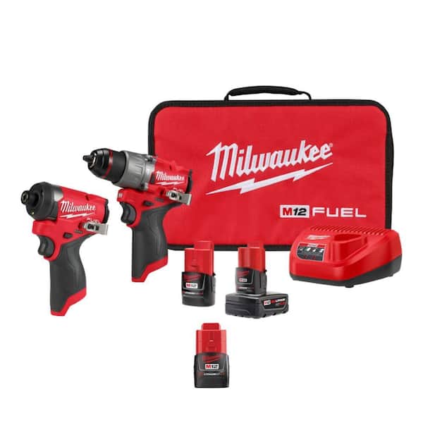 M12 Fuel 12-Volt Lithium-Ion Brushless Cordless Hammer Drill/Impact Driver Combo Kit plus 2.0 Ah Battery