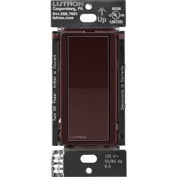 Lutron Claro Smart Accessory Switch, only for use with Diva Smart Dimmer Switch/Claro Smart Switch, Brown (DVRF-AS-BR)