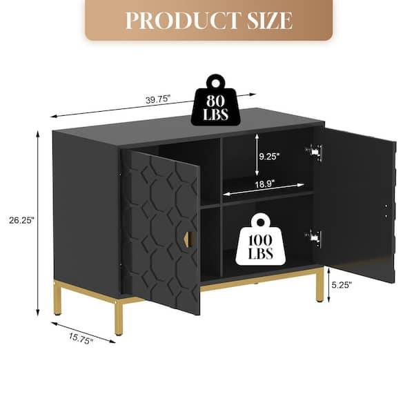 Clihome 15.75-in W x 26.25-in H Mdf Black Freestanding Utility Storage Cabinet