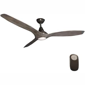 Tidal Breeze 56 in. LED Indoor Vintage Pewter Ceiling Fan with Light Kit and Remote Control