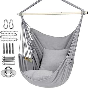 Fawey 40 in. Light Grey Metal Portable Hammock Chair with 2 Matching Pillows