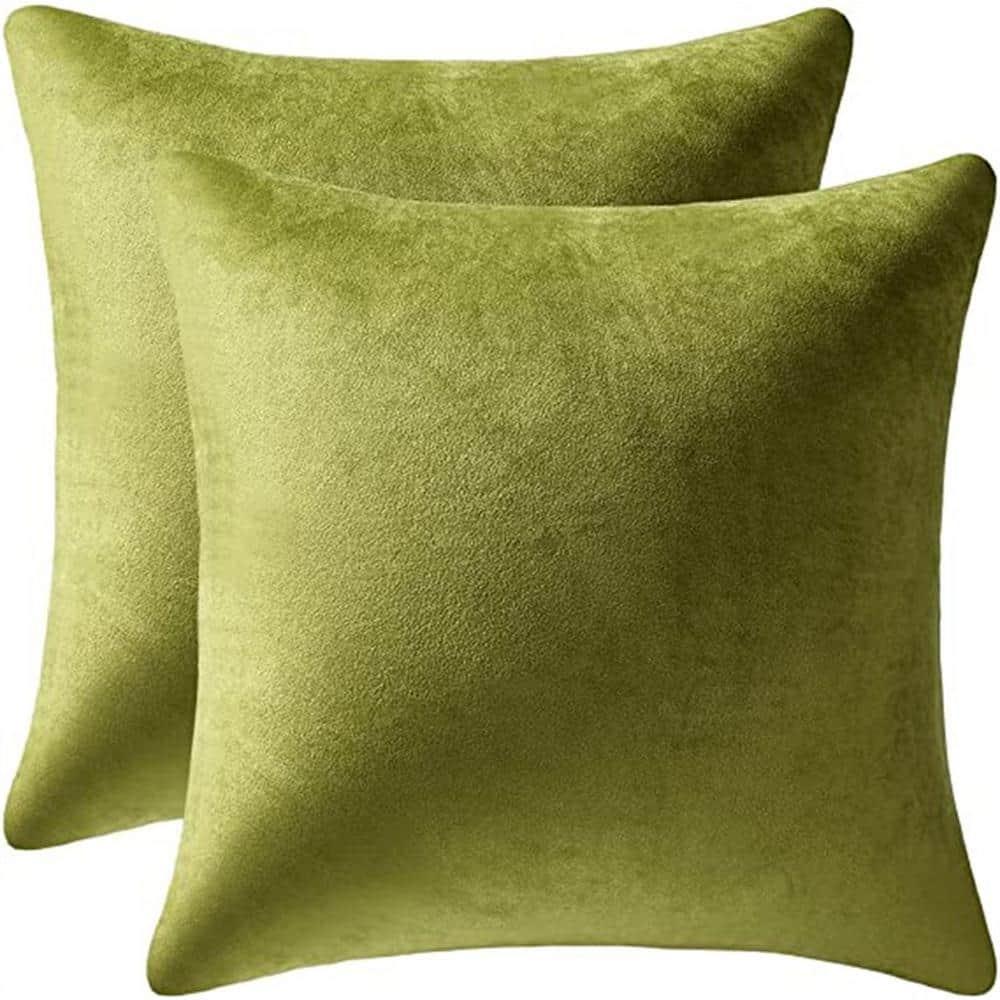 Outdoor Couch Pillow Cases 22x22 Chartreuse: 2 Pack Cozy Soft Velvet Square