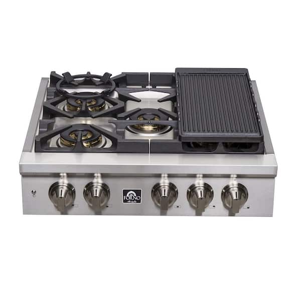 FORNO Alta Qualita Alta Qualita 30 in. Pro-Style GAS 5 Sealed Brass Burners  100,000 BTU All 304 Stainless Steel FCTGS5751-30 - The Home Depot