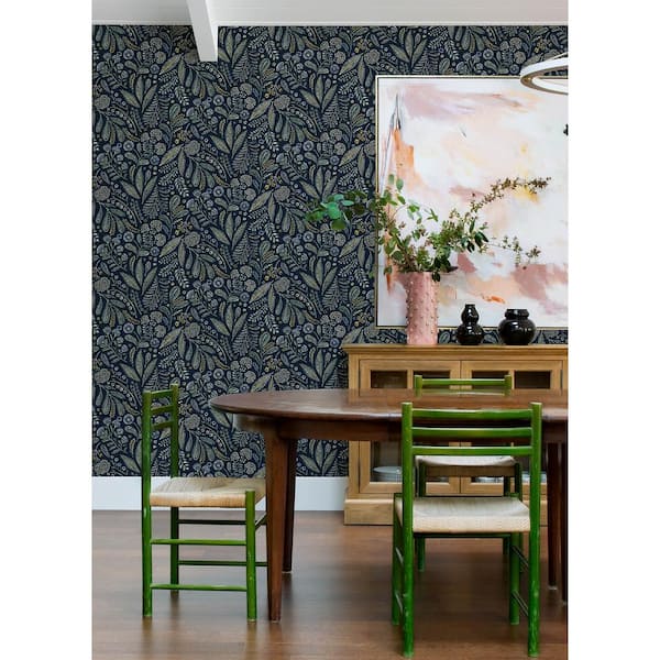 Briar Navy Floral Wallpaper