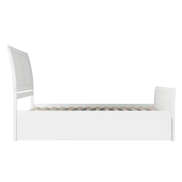 Portland White Solid Wood Frame Queen Platform Bed with Matching Footboard and Storage Drawers