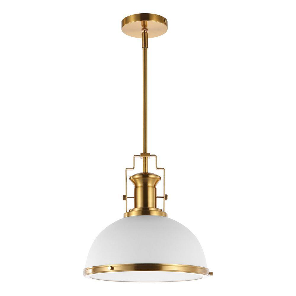 Homer 13" Brass Gold and White LED Dome Pendant Light