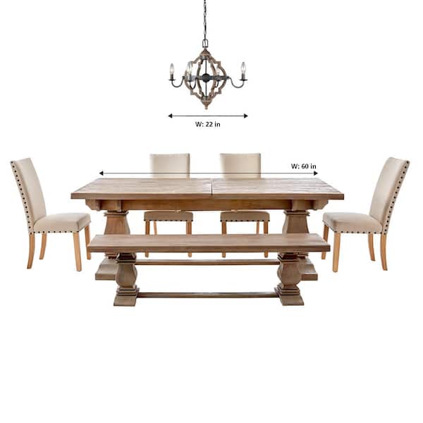 Socorro 4-Light Weathered Gray and Distressed Oak Rustic Farmhouse Hanging Candlestick Chandelier