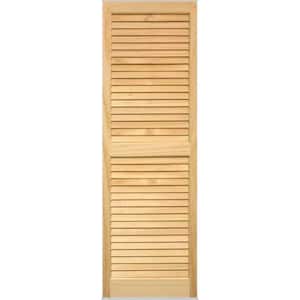 15 in. x 71 in. Louvered Shutters Pair Unfinished Pine