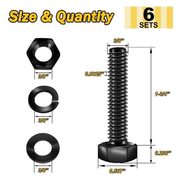 Brighton 3/8" Black Oxide Stainless Steel Flat Washers – Qty 100 (ASME B18.6.3, Model FW-SSBO-38)