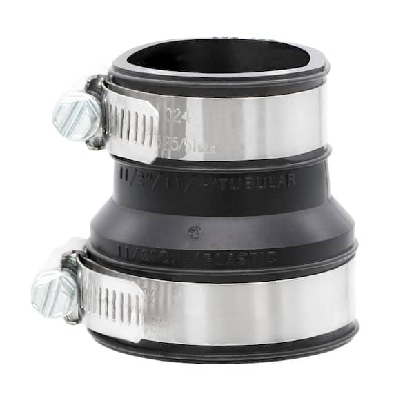 Fernco 1-1/2 in. x 1-1/2 in. or 1-1/4 in. PVC Mechanical Drain and Trap Connector Fittings & Connectors