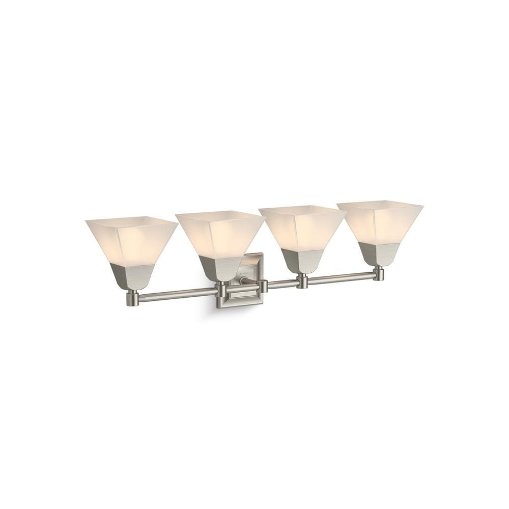 Brushed Nickel Four-Light Sconce with Frosted Glass Shades