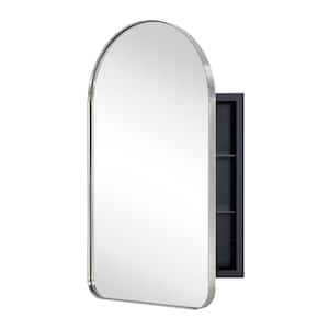Aristes 16 in. W x 28.3 in. H Arched Metal Framed Recessed Medicine Cabinet with Mirror for bathroom in Nickel