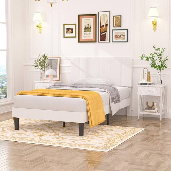 Vecelo Modern Bedroom Set 4-Piece with LED Dresser, 2 Industrial Nightstands, and Twin Upholstered Metal Bed Frame, White