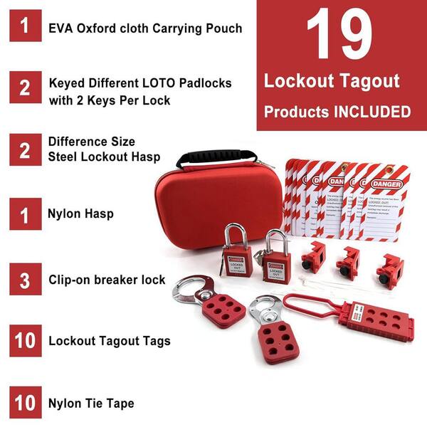 Vrbgify 19-Piece OSHA Compliance Electrical Lockout Tagout Kit