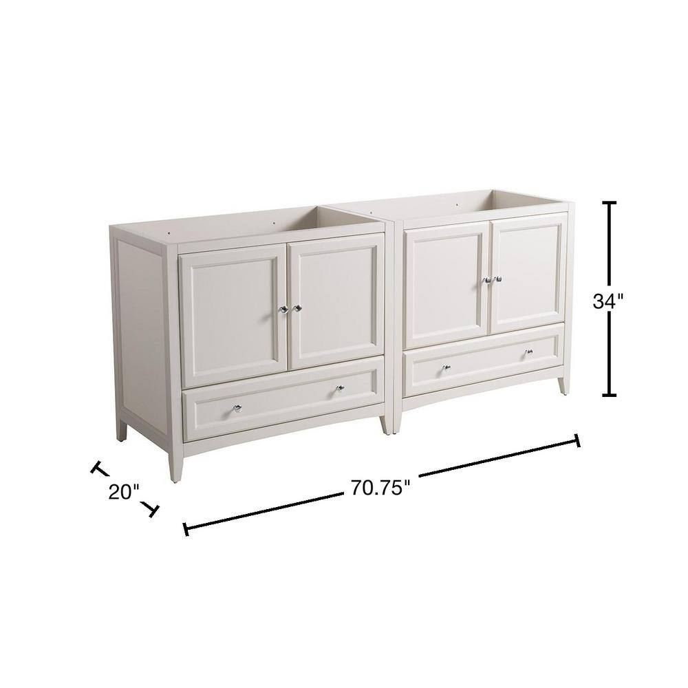 Antique White 71" Freestanding Double Sink Vanity Base