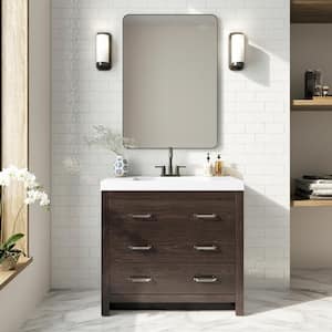 Woodbrook 37 in. W x 19 in. D x 34 in. H Single Sink Bath Vanity in Elm Ember with White Cultured Marble Top