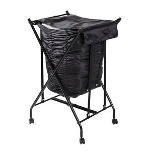 Black Steel and Polycotton Single Bounce Back No Bend Laundry Hamper with Wheels