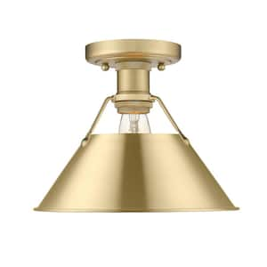 Orwell 10 in. 1-Light Brushed Champagne Bronze Flush Mount