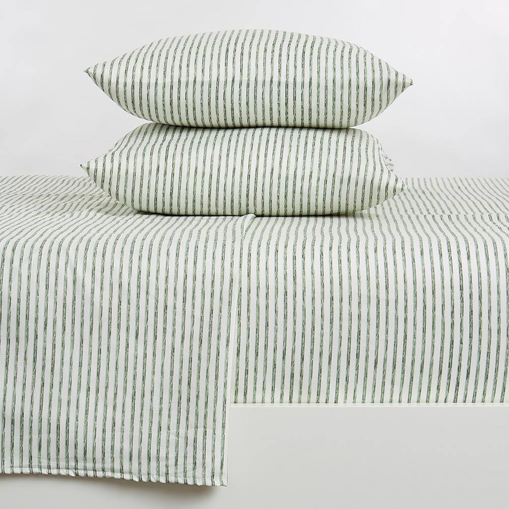 FRESHFOLDS 4-Piece Seafoam Premium Soft Striped Microfiber