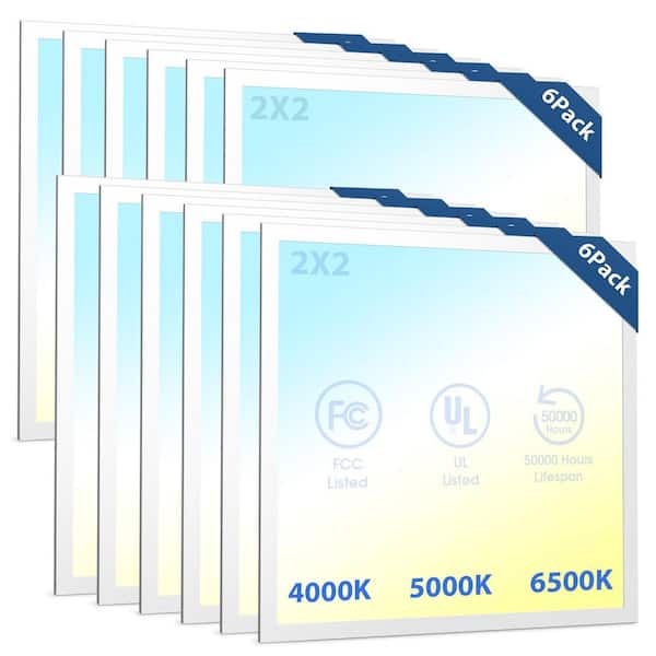 12-Pack 2 ft. x 2 ft. 5000 Lumen Dimmable Integrated LED Flat Panel Ceiling Flush Mount Fixture with Selectable 3CCT