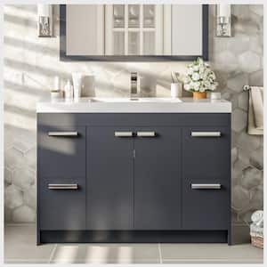Lugano 42 in. W x 19 in. D x 36 in. H Single Bath Vanity in Gray with White Acrylic Top and White Integrated Sink