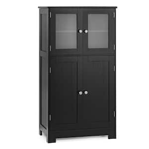 23 in. W x 12 in. D x 43 in. H Bathroom Floor Storage LinenCabinet Kitchen Cupboard w/Doors and Adjustable Shelf Black