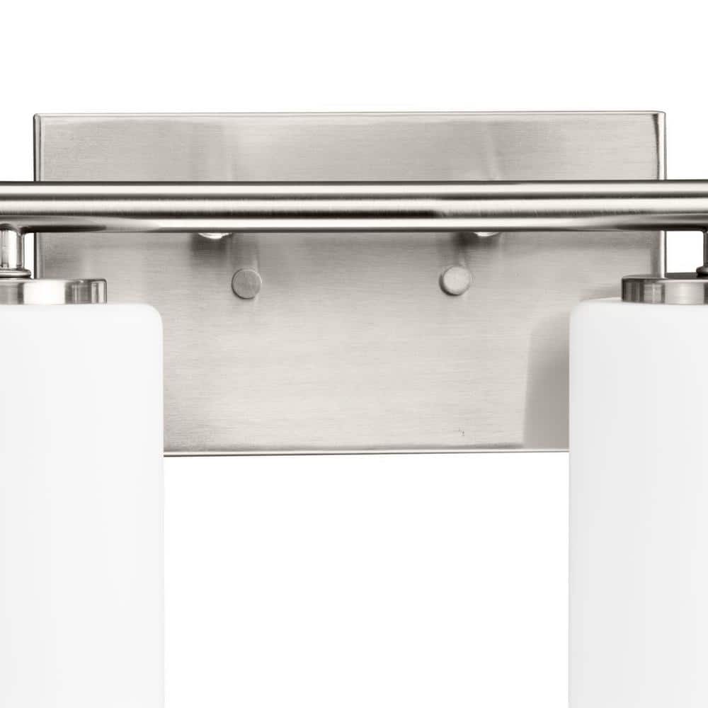 Replay Collection 48" Brushed Nickel 6-Light Bath Vanity with Etched Glass Shades