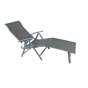 Cozy Gray Adjustable Foldable Reclining Aluminum Outdoor Lounge Chair (1- pack)