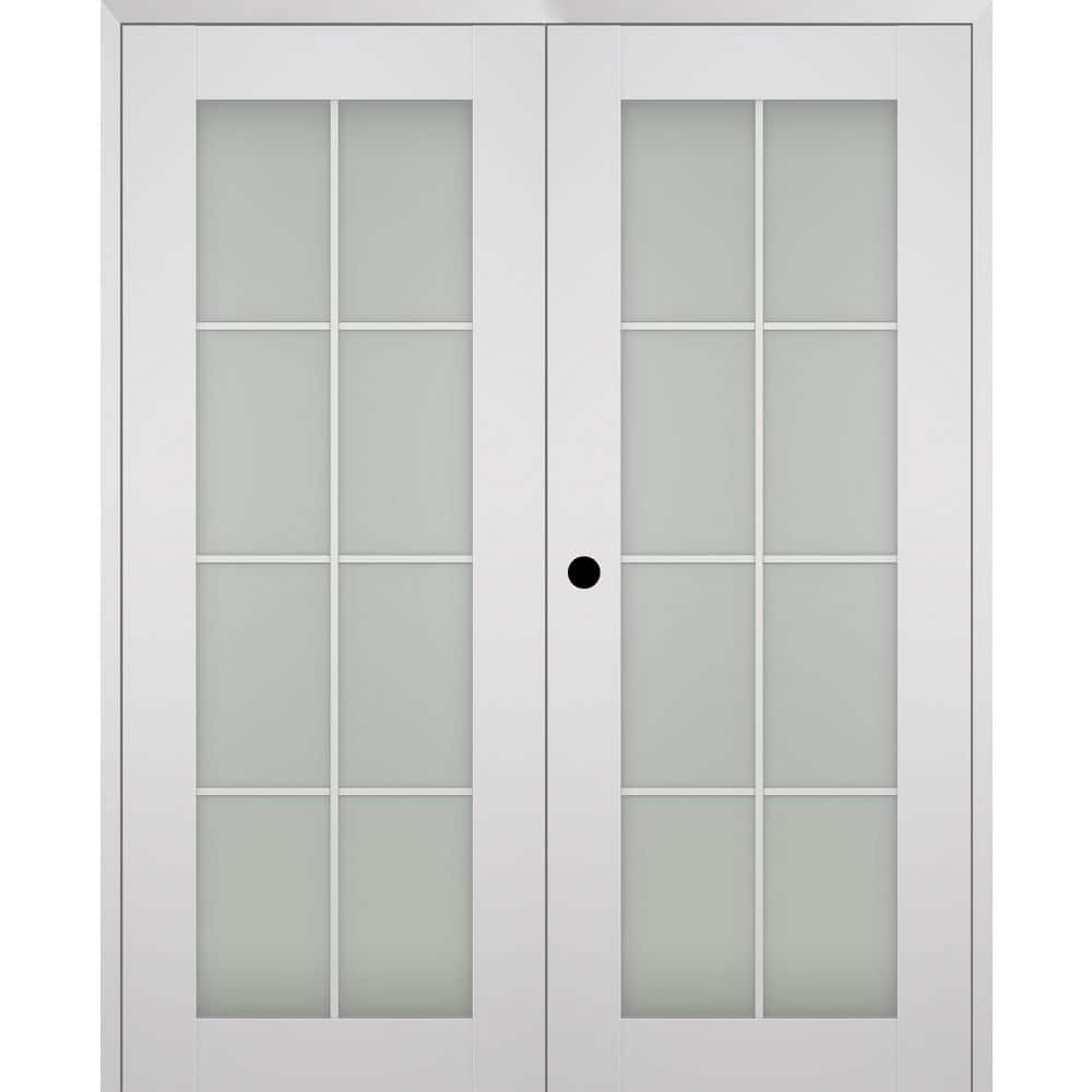 Smart Pro 8 Lite N 72 in. x 84 in. Right 8-Lite Frosted Glass Polar White Wood Composite Double Prehung French Door price history on PriceWatchPro