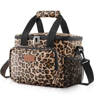9 Qt. Medium Insulated Lunch Box Soft Cooler Tote Bag for 12 Can in Leopard
