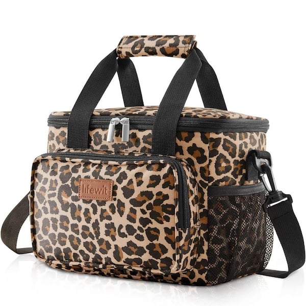 ITOPFOX 9 Qt. Medium Insulated Lunch Box Soft Cooler Tote Bag for 12 Can in Leopard
