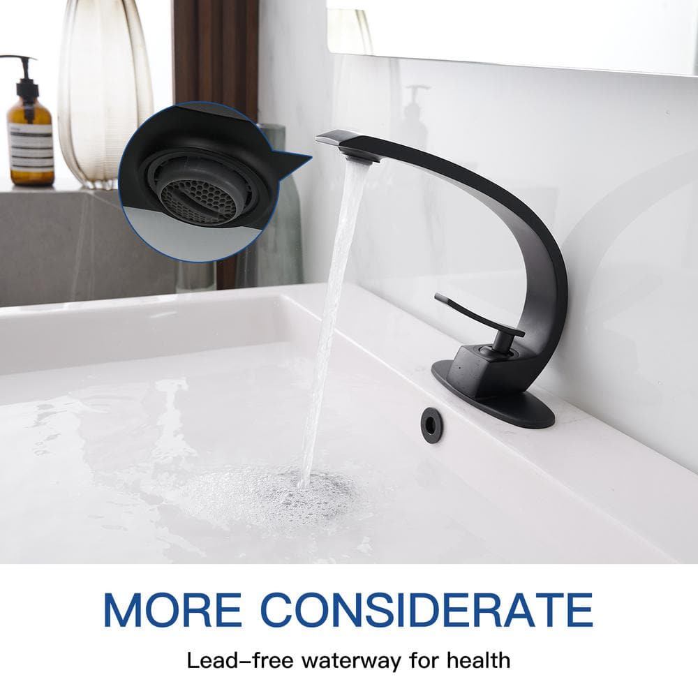 Matte Black Single Handle Mid Arc Bathroom Faucet