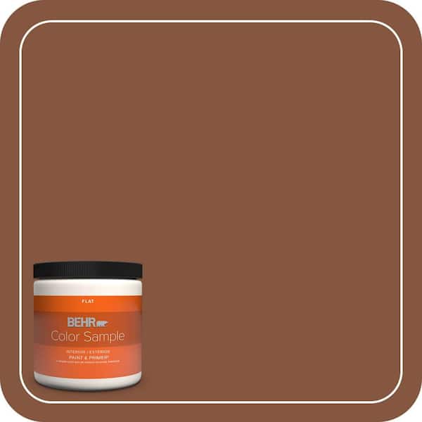 BEHR PREMIUM PLUS 8 oz. #230F-7 Florence Brown Flat Interior/Exterior Paint & Primer Color Sample