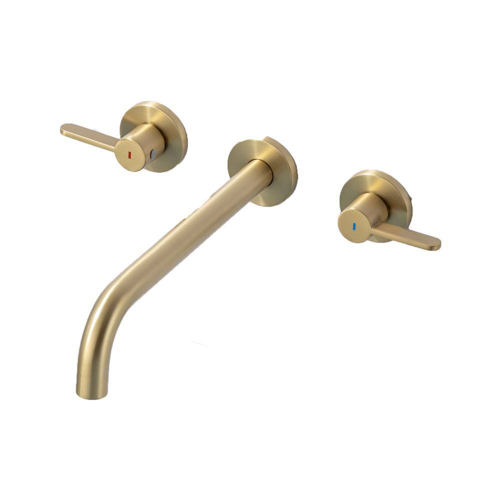 Lukvuzo 2Handle Wall Mount Roman Tub Faucet in Brushed Gold