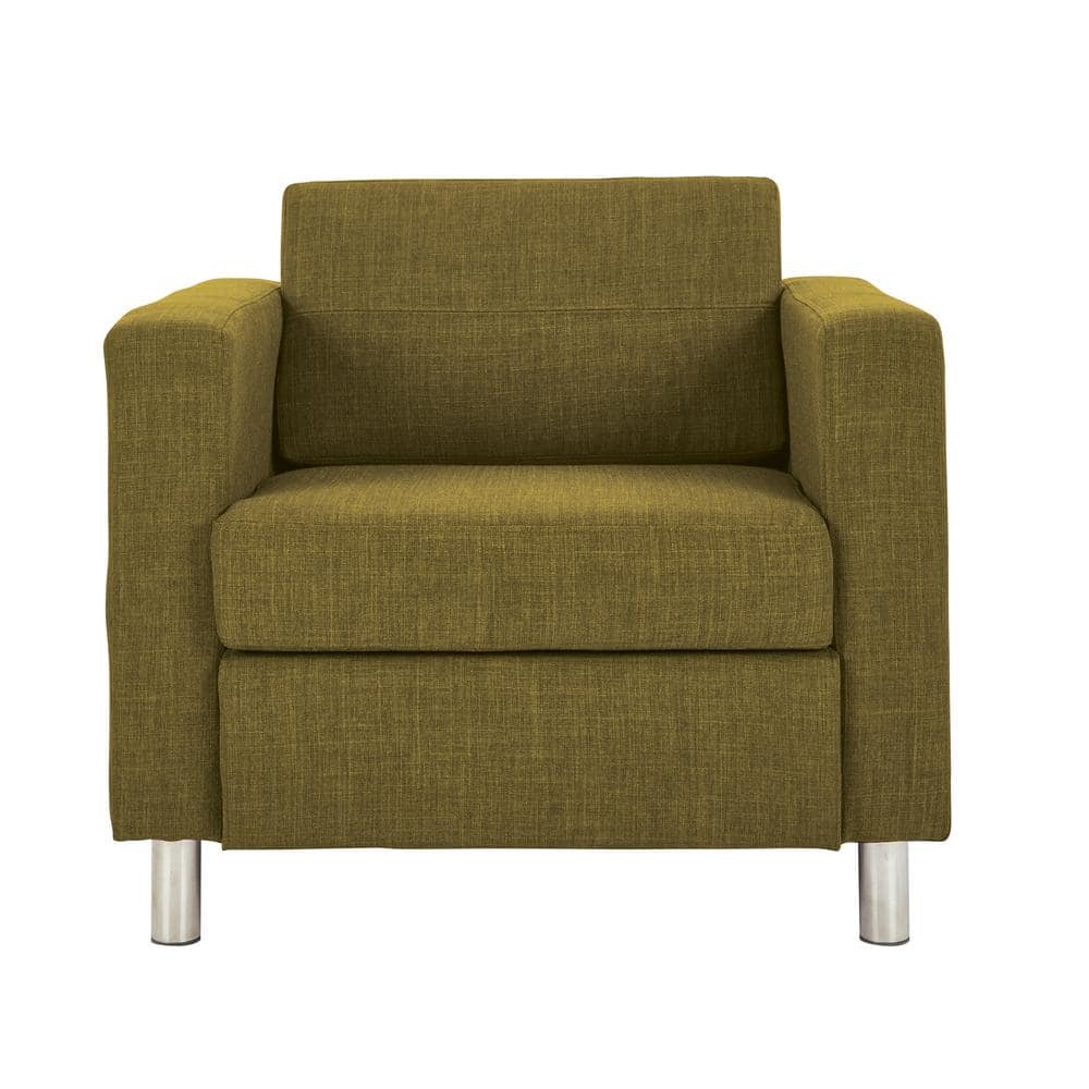 Contemporary Green Fabric Club Style Accent Chair with Chrome Legs
