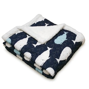 Whale Navy Sherpa Throw
