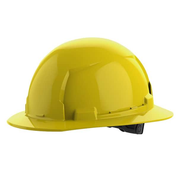 BOLT Yellow Type 1 Class E Full Brim Non-Vented Hard Hat with 6-Point Ratcheting Suspension