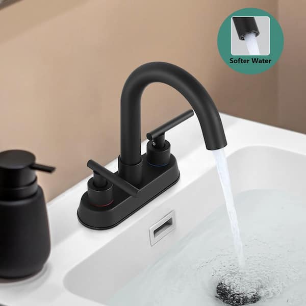 4 in. Widespread 2-Handle Bathroom Faucet, Bathroom Sink Faucet with Pop-Up Drain in Matte Black
